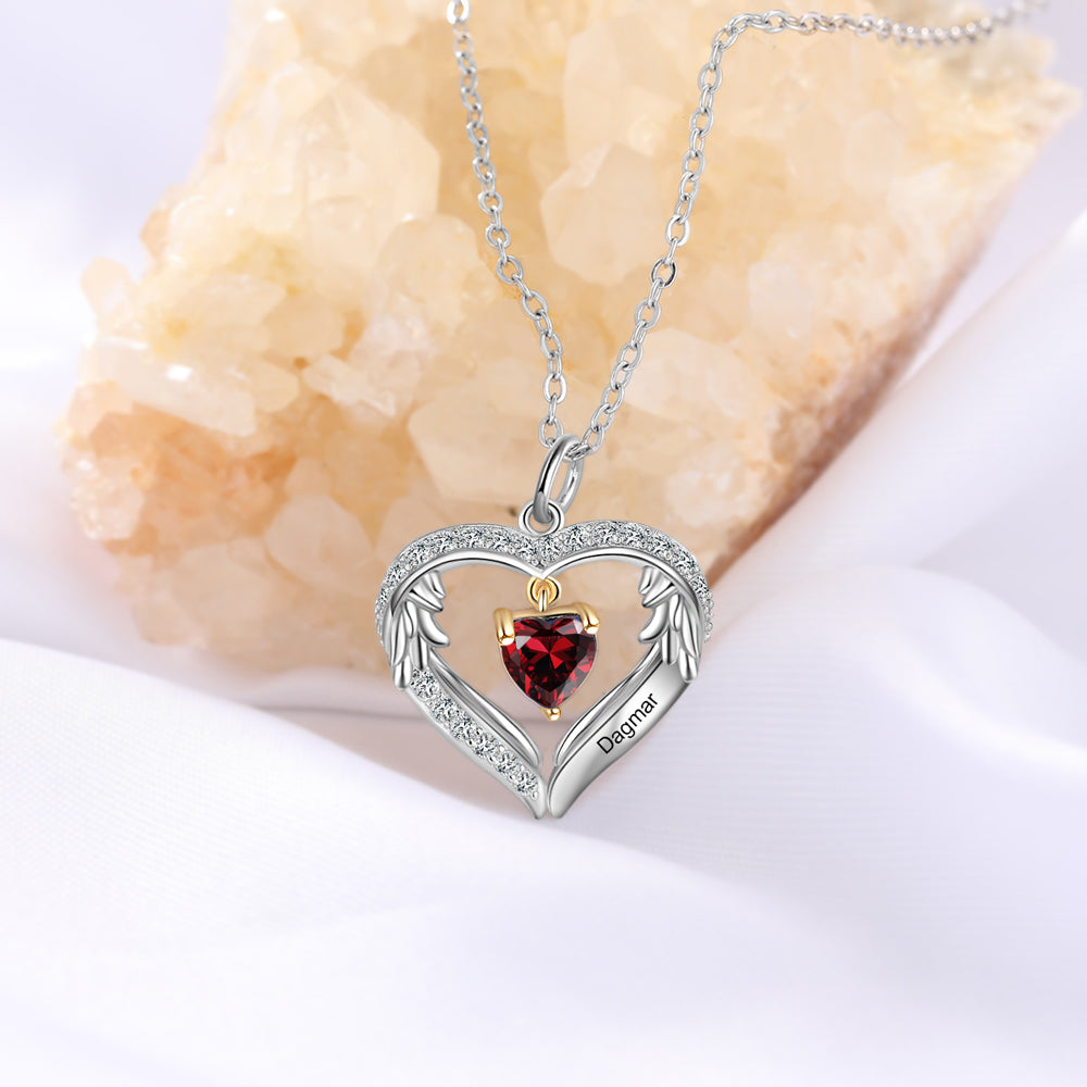 Heart of Angel Birthstone Necklace