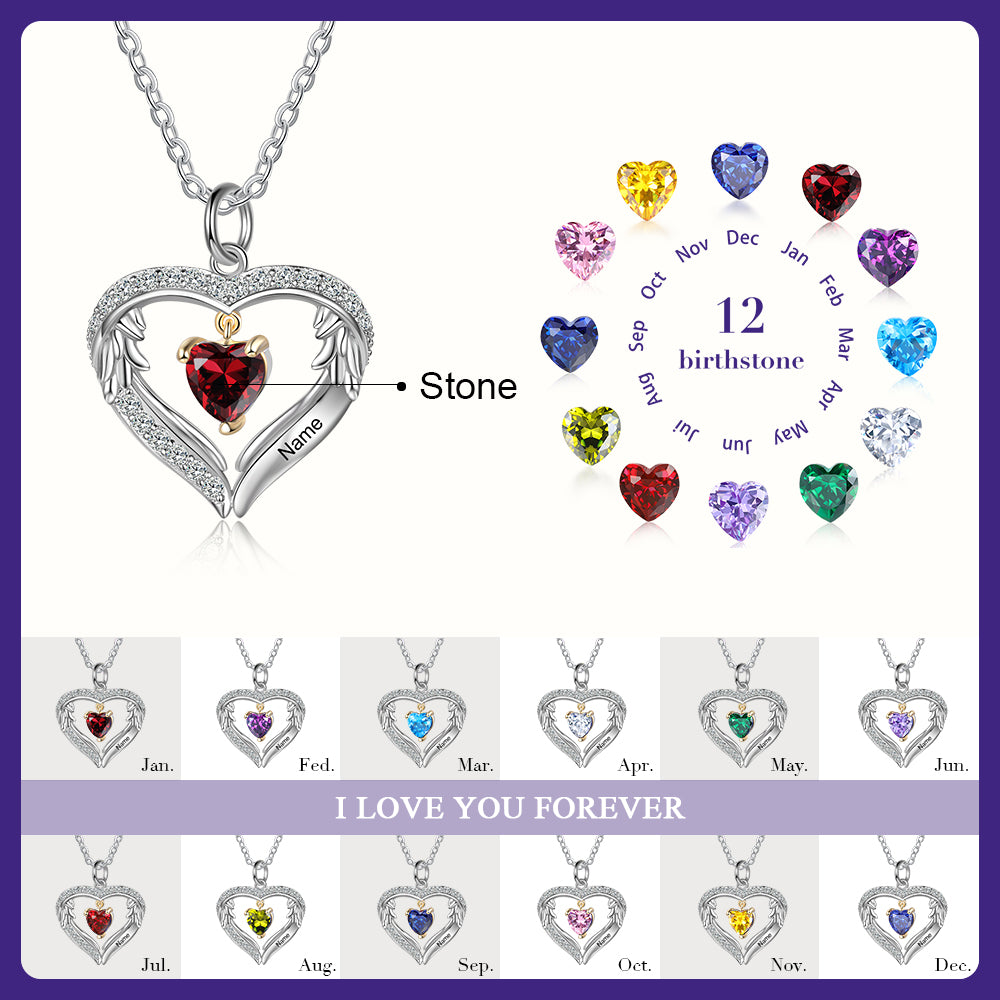 Heart of Angel Birthstone Necklace