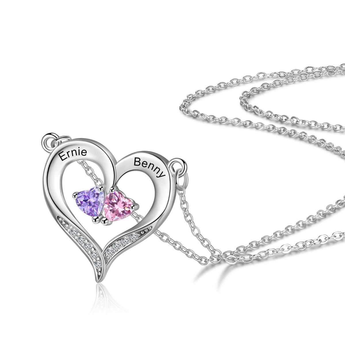 Heart of Two Birthstones Necklace