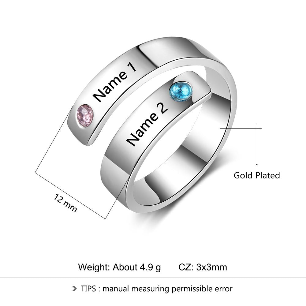 Spiral Birthstone Adjustable Ring