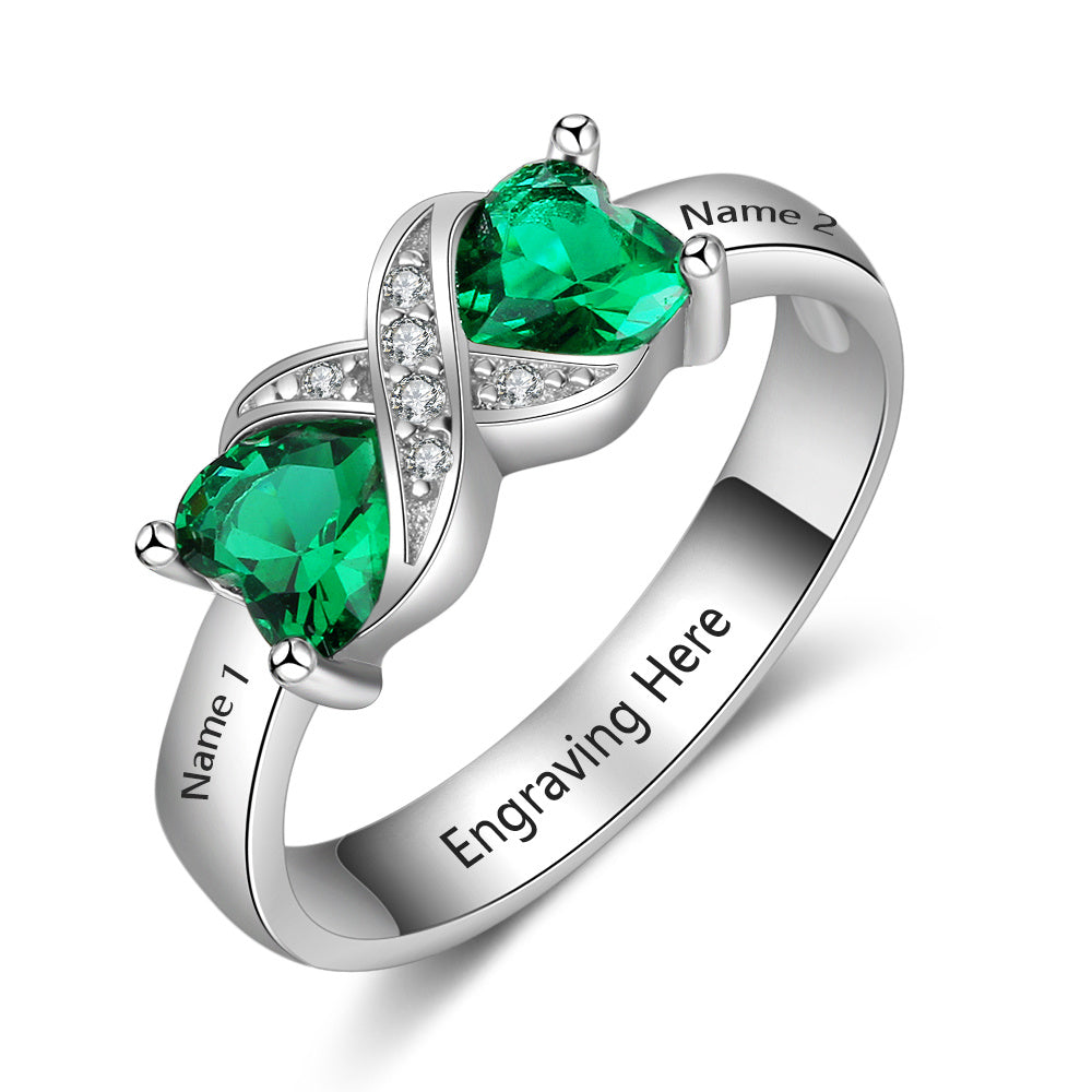 Infinity Hearts Birthstone Ring with Accents