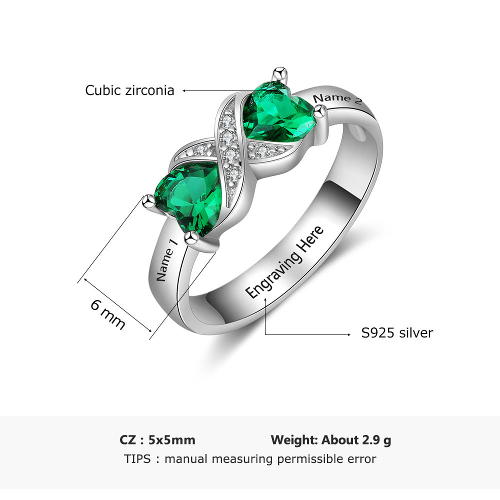 Infinity Hearts Birthstone Ring with Accents