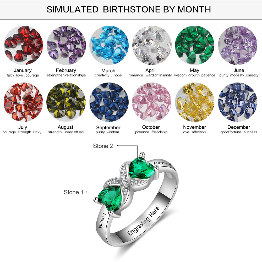 Infinity Hearts Birthstone Ring with Accents