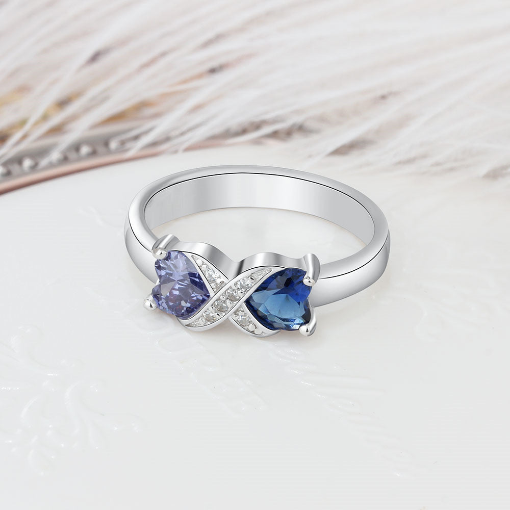Infinity Hearts Birthstone Ring with Accents