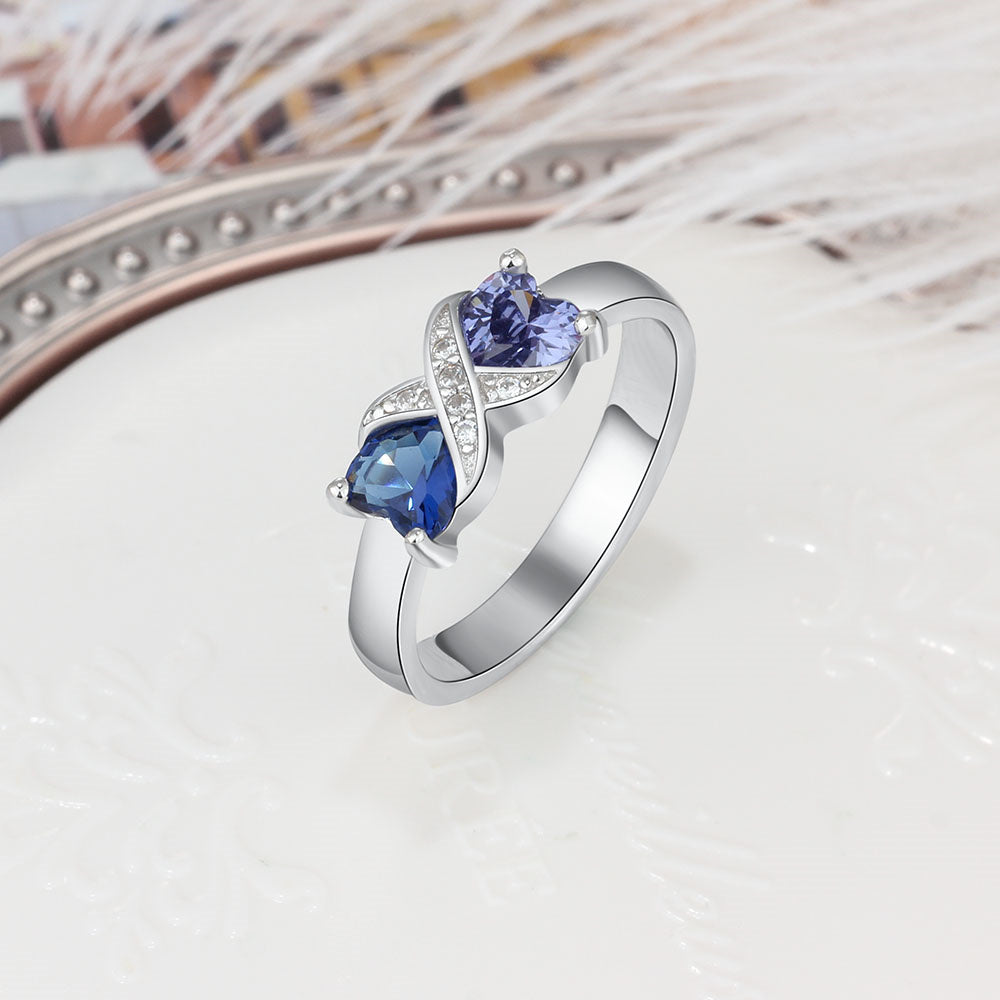 Infinity Hearts Birthstone Ring with Accents