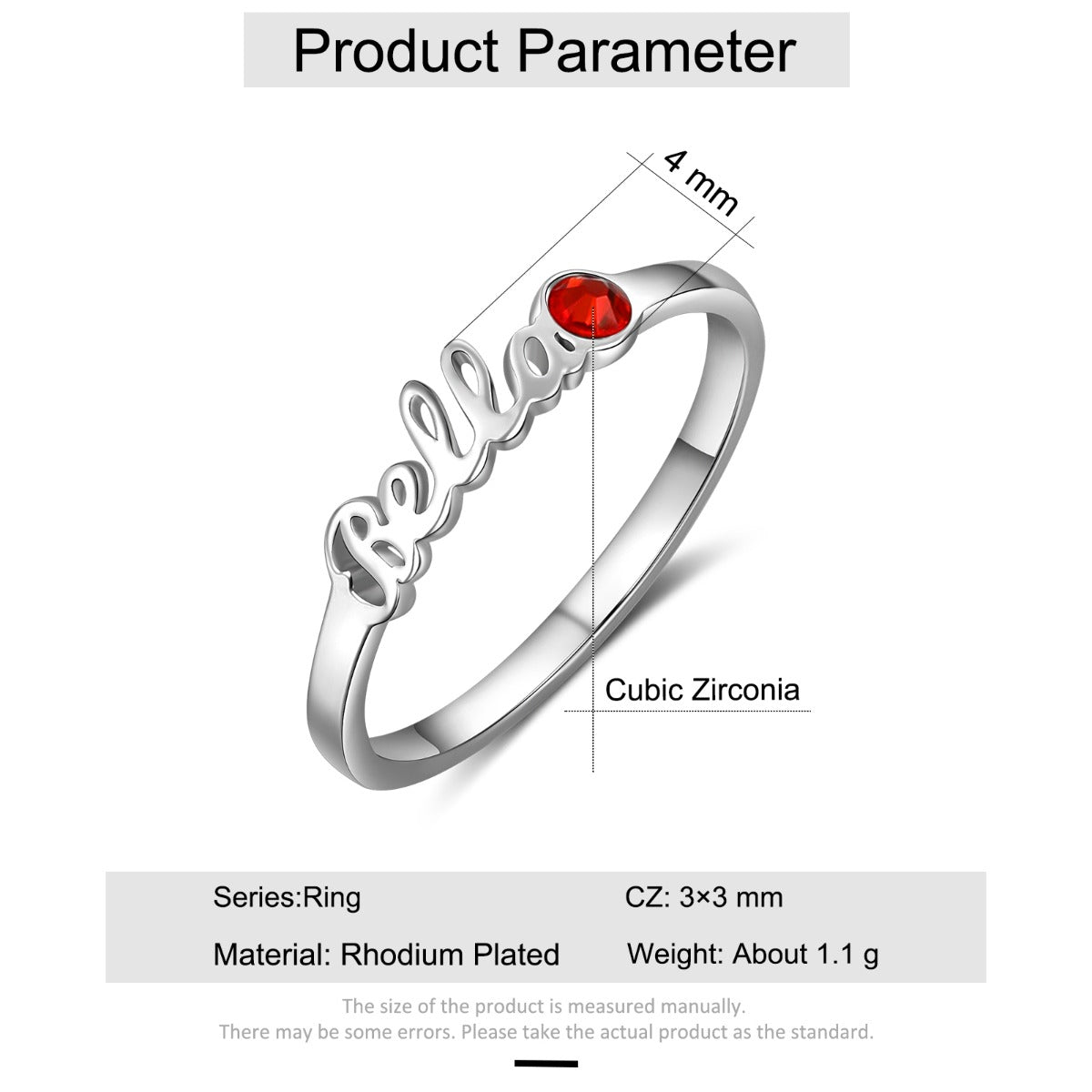 Classic Birthstone Name Ring