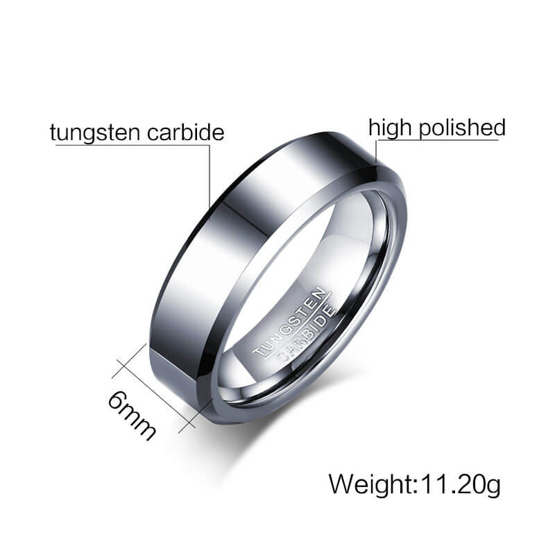 Classic Shine Silver Tungsten Ring