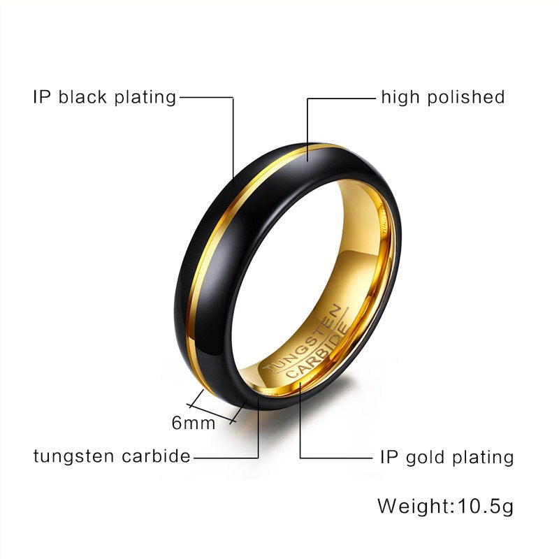 Goldline Black Tungsten Ring