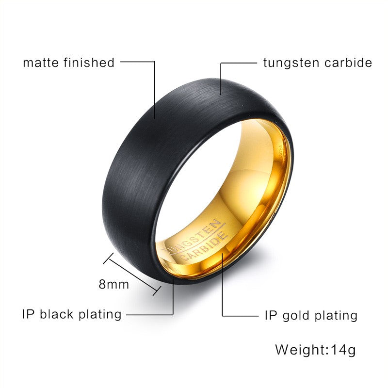 Black Sands Gold Tungsten Ring