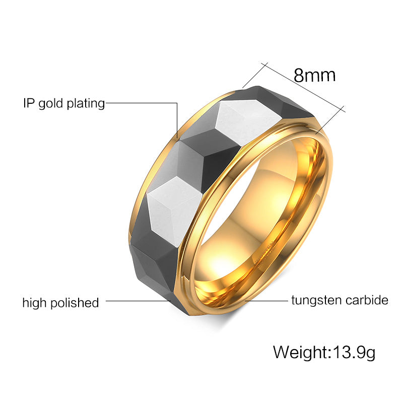 Facet Gold Tungsten Ring
