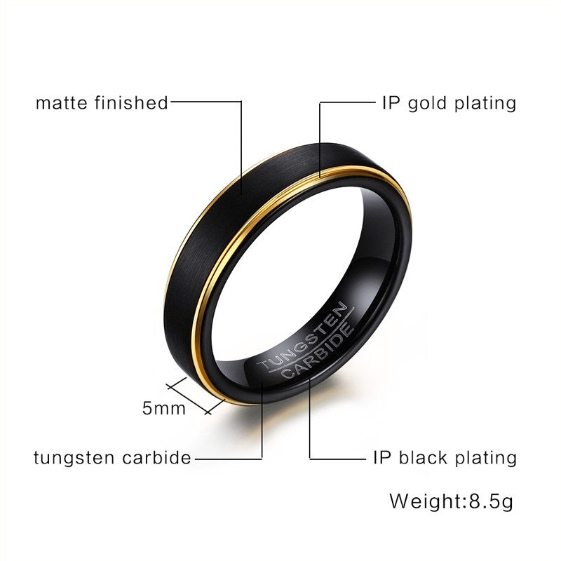 Gilded Edge Tungsten Ring