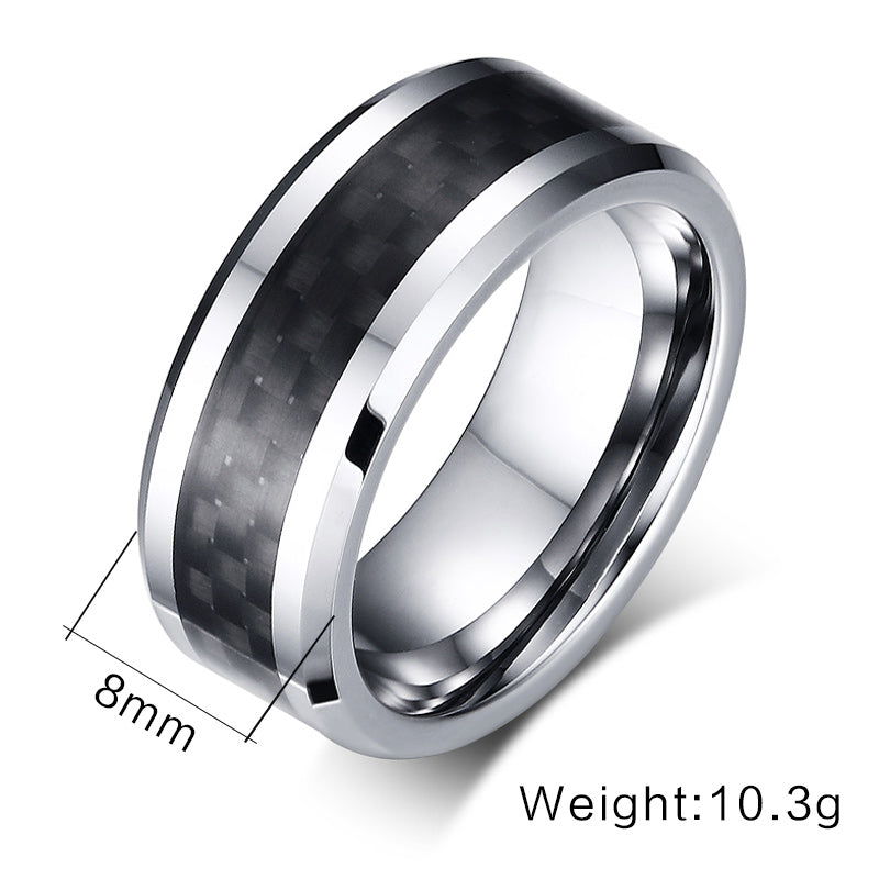 Carbonized Silber Tungsten Ring