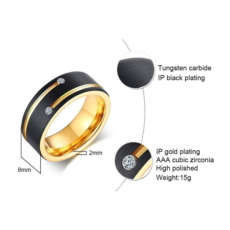 Goldblack Spark Tungsten Ring