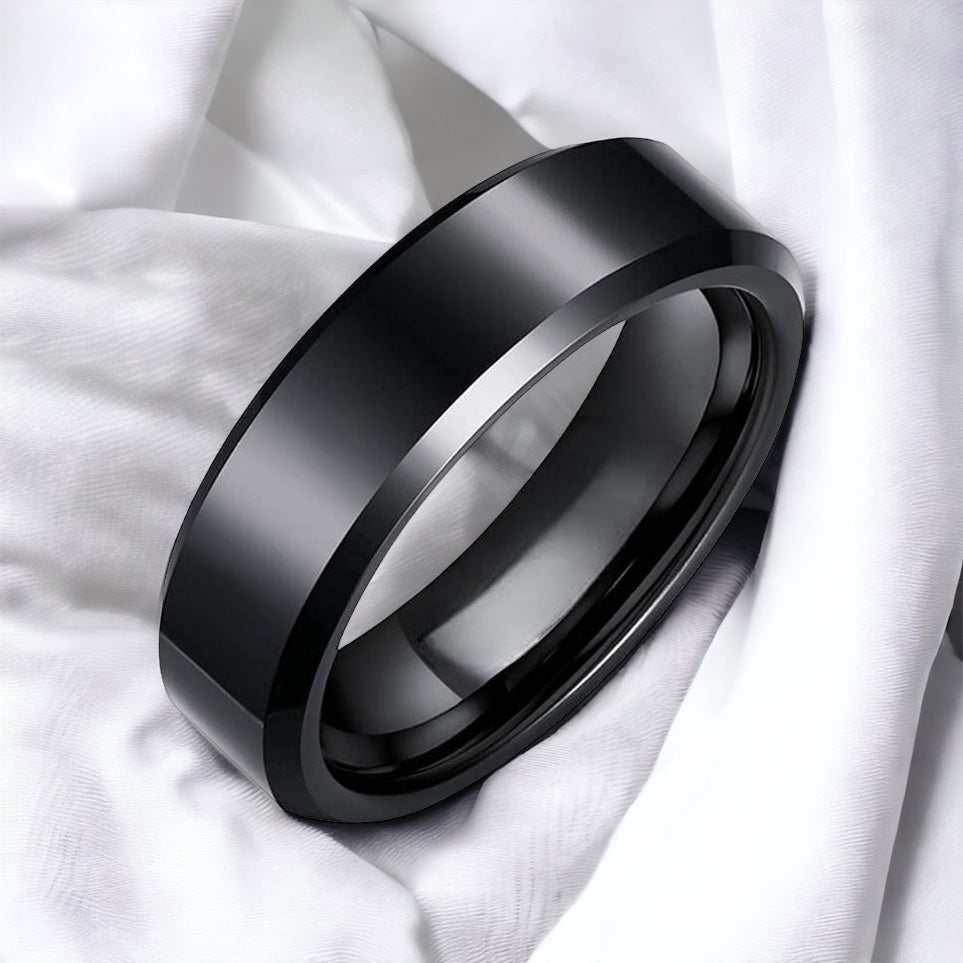 Black Shimmer Classic Tungsten Ring