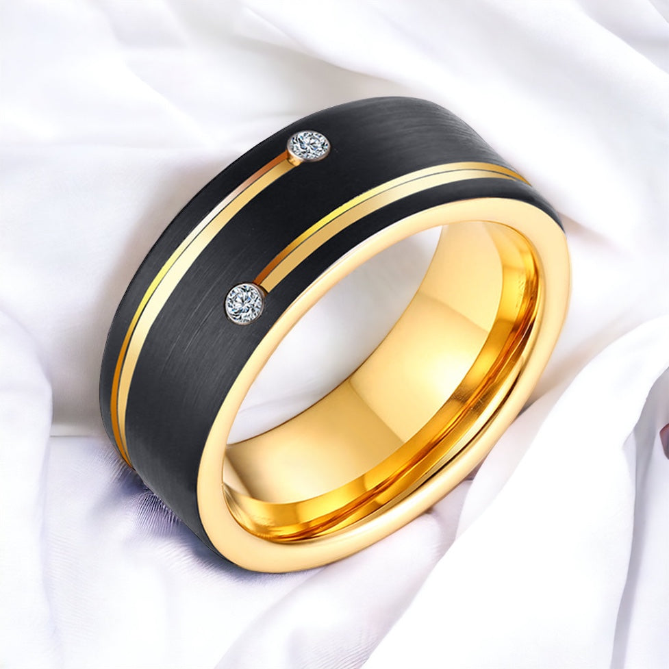 Goldblack Spark Tungsten Ring