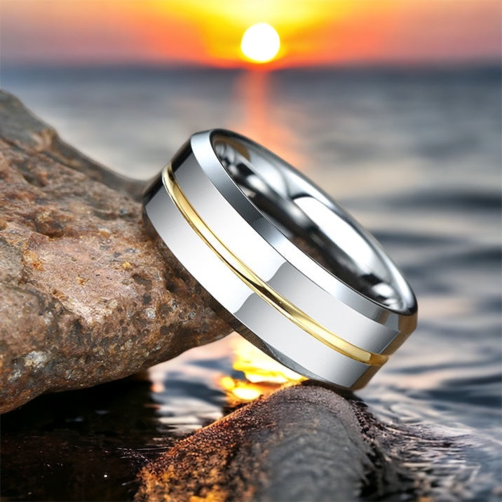 Golden Skyline Tungsten Ring