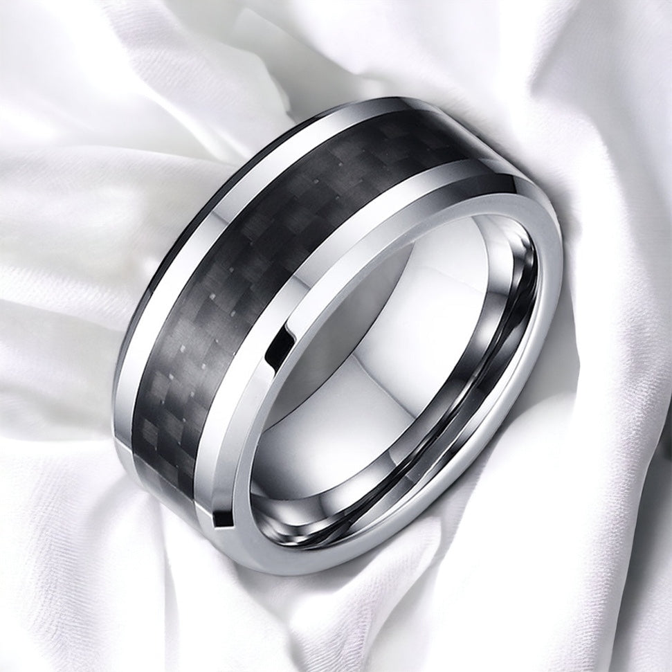 Carbonized Silber Tungsten Ring