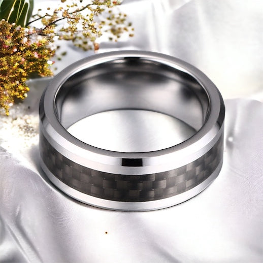 Carbonized Silber Tungsten Ring