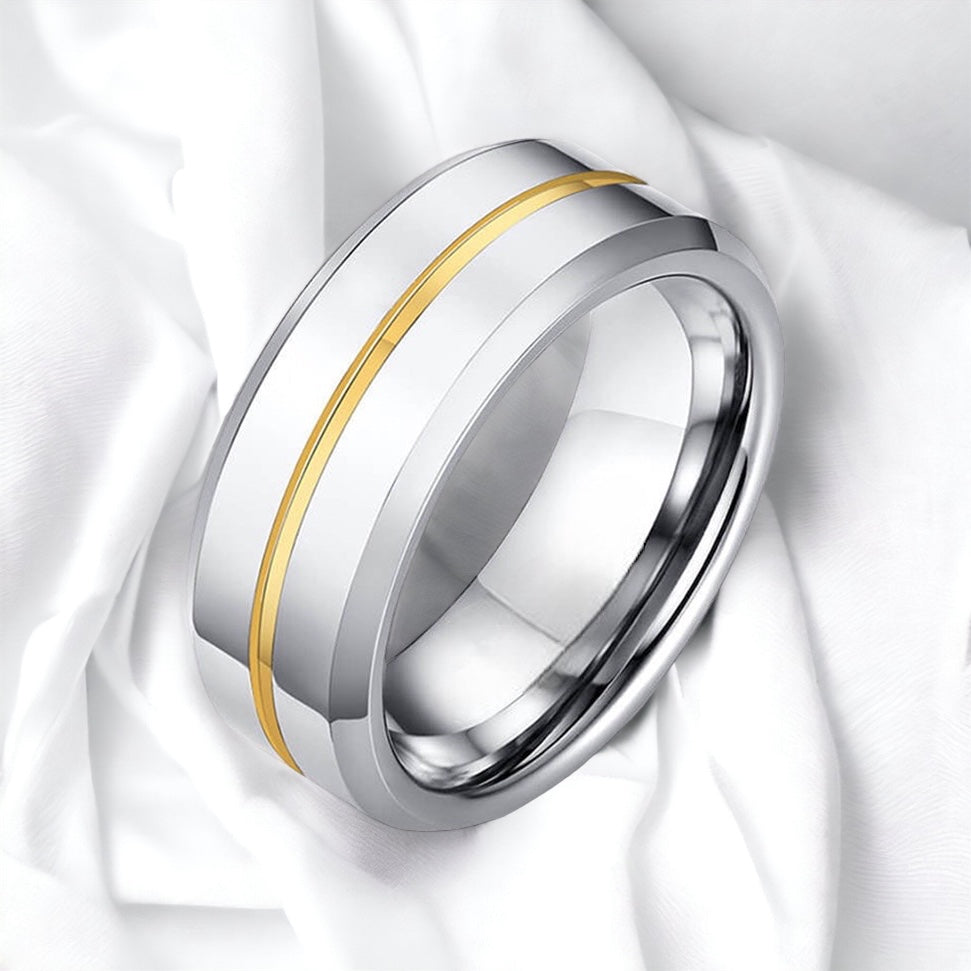 Golden Skyline Tungsten Ring