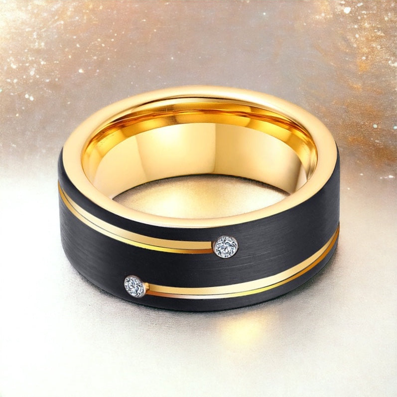 Goldblack Spark Tungsten Ring