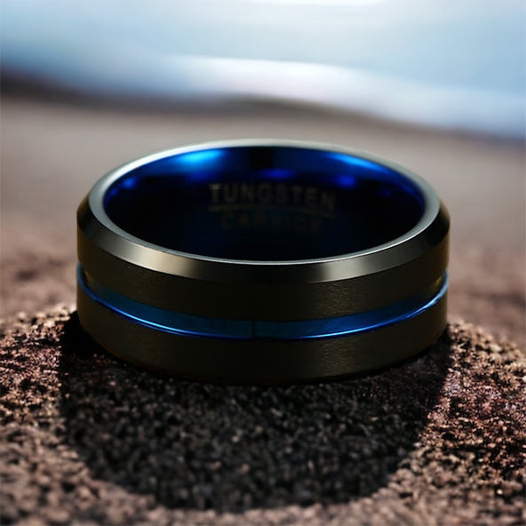 Midnight Blue Tungsten Ring