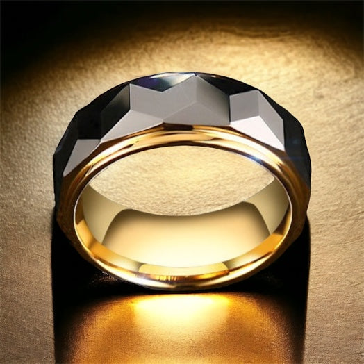 Facet Gold Tungsten Ring