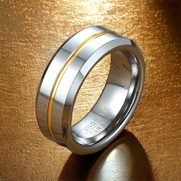 Golden Skyline Tungsten Ring