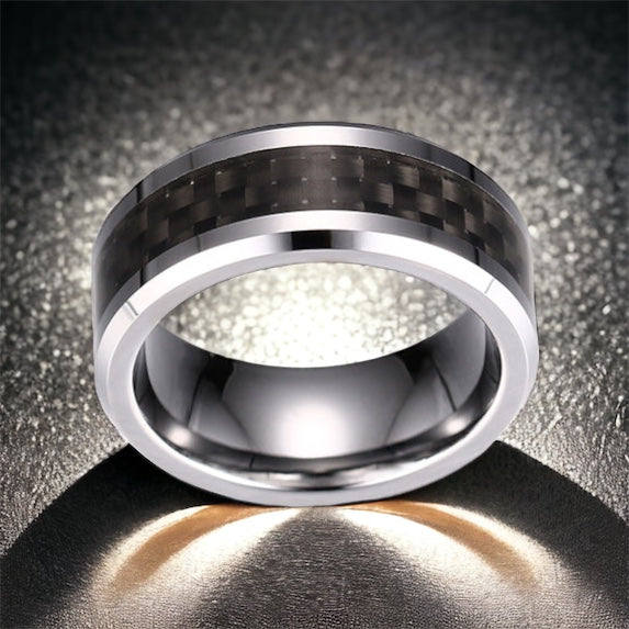 Carbonized Silber Tungsten Ring