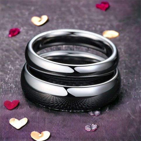 Perfect Pair Silver Tungsten Rings