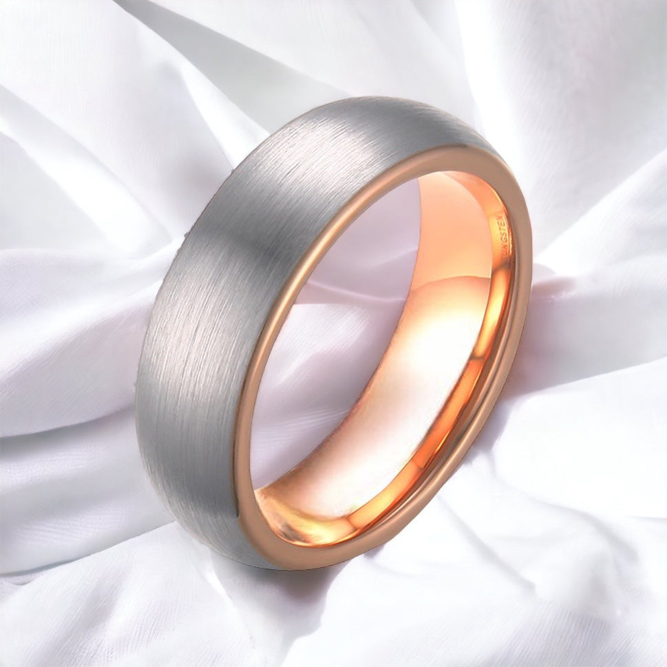 Silverose Brushed Tungsten Ring