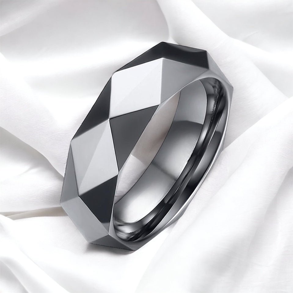 Rhombus Silver Tungsten Ring