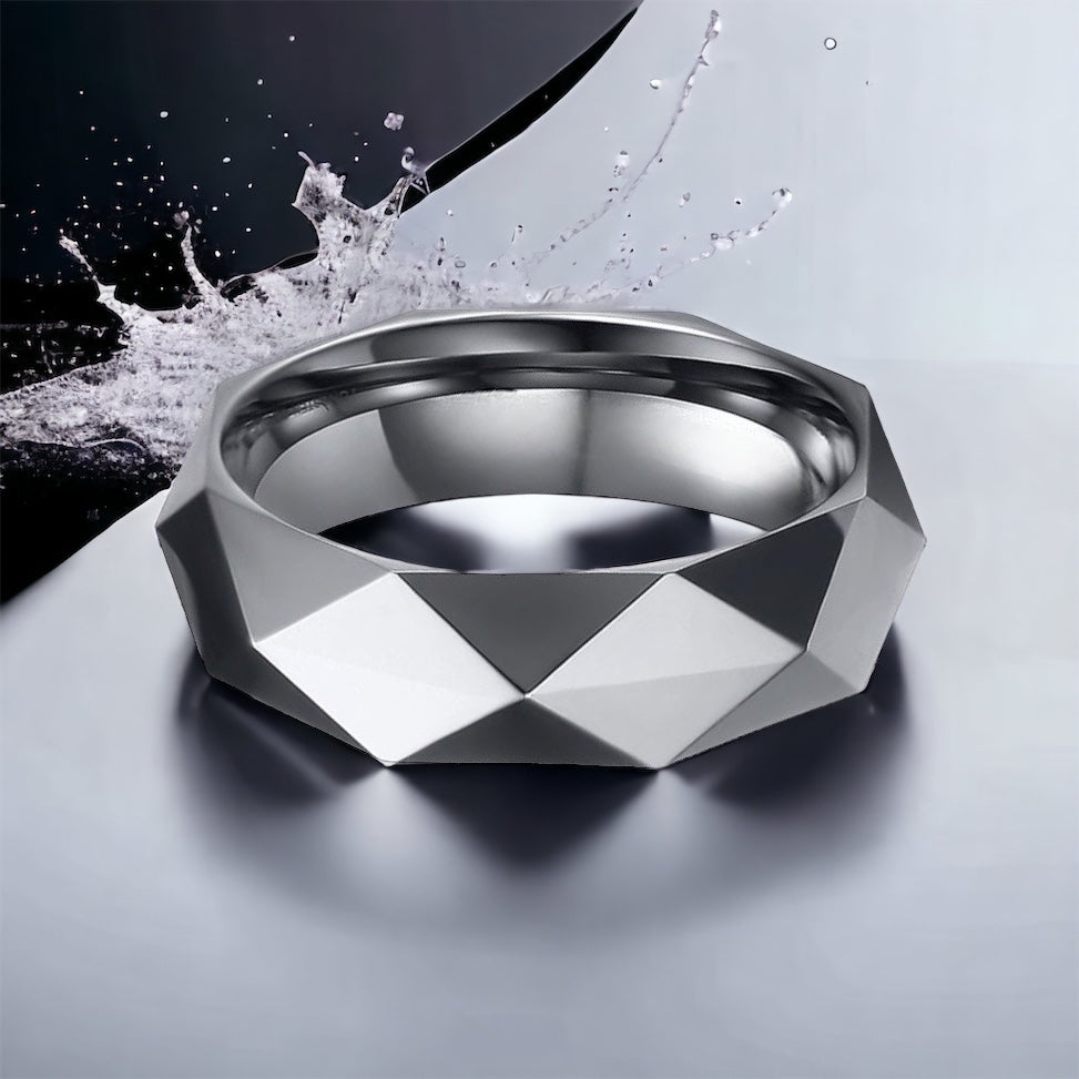 Rhombus Silver Tungsten Ring
