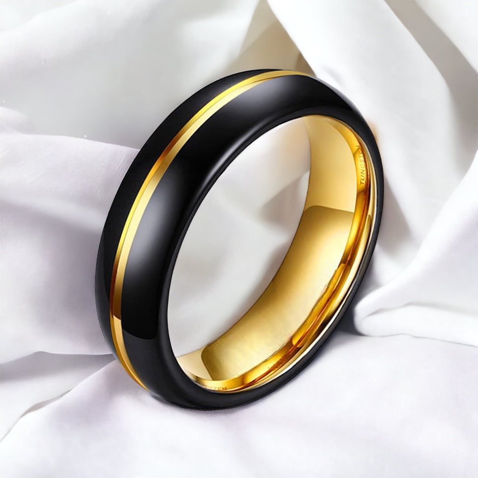 Goldline Black Tungsten Ring