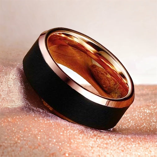 Black Rose Bevel Tungsten Ring