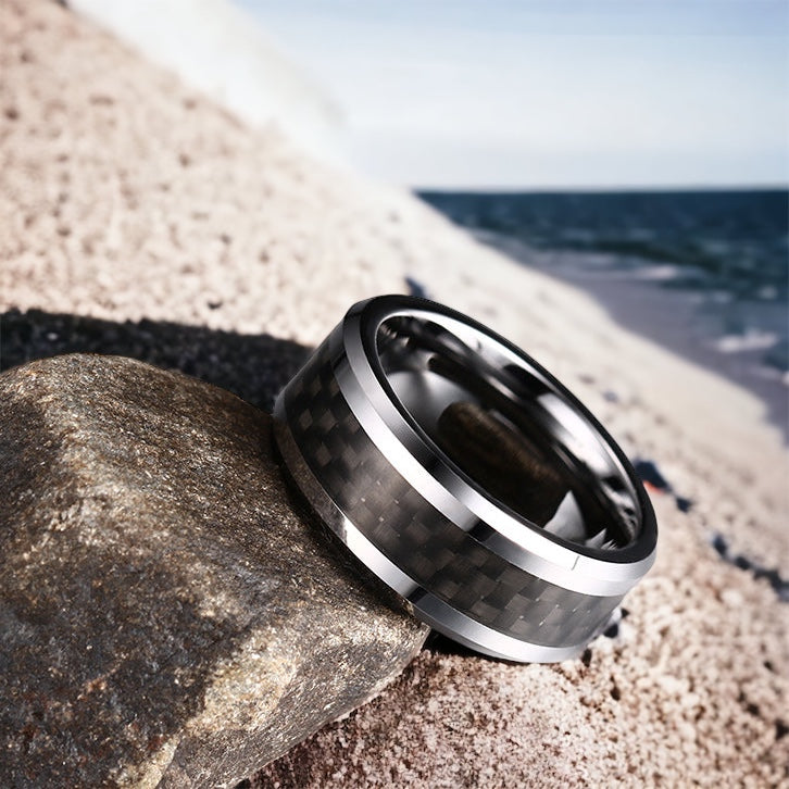 Carbonized Silber Tungsten Ring